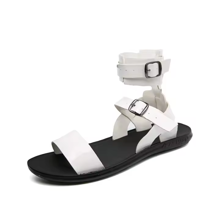 Zapatos de playa a la moda de verano para hombre, tacones planos blancos y negros, sandalias de exterior de alta calidad, sandalias clásicas versátiles de moda para hombre - 1