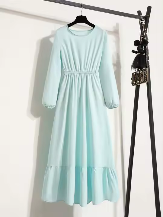Vestido largo playero de verano para mujer, casual, elegante, de manga larga y corte en A. - 1