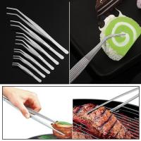 Pinzas chapadas de acero inoxidable para Chef, pinzas para comida, barbacoa, para servir pasteles y postres, herramienta de cocina - details 4