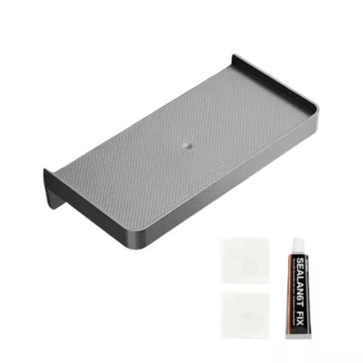 Estante para teléfono móvil, estante de baño montado en la pared, sin perforaciones, multifunción, soporte para teléfono, bandeja, cesta de ducha de plástico para Baño - 1