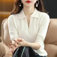 Suéteres de Punto para Mujer Ropa Cálida de Moda, Suéter Informal de Manga Larga con Cuello en V, Top Holgado, Otoño e Invierno, Novedad de 2025 - details 1