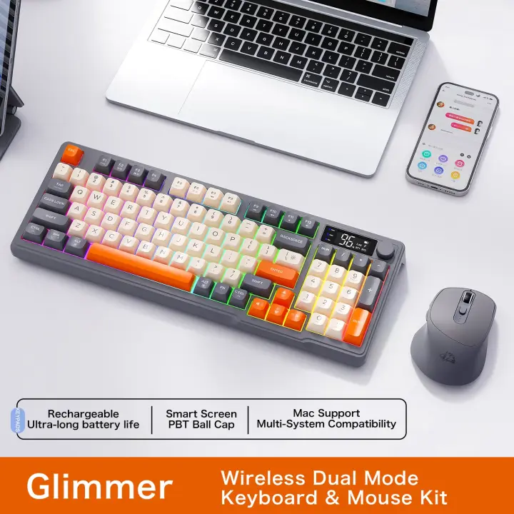 M87-teclado inalámbrico de doble modo con Bluetooth, juego de ratón, teléfono móvil, escritorio, Oficina, sin retraso - 1