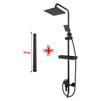 Traje de ducha de baño negro, sistema de ducha de bañera colgante de pared, traje de ducha presurizada de agua de lluvia, juego - details 0