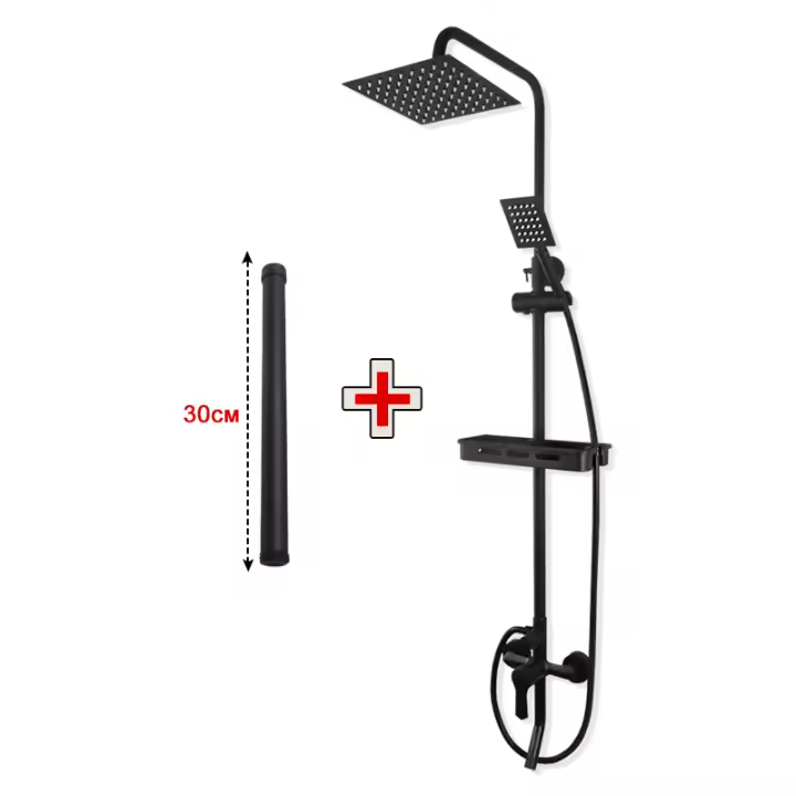 Traje de ducha de baño negro, sistema de ducha de bañera colgante de pared, traje de ducha presurizada de agua de lluvia, juego - 1