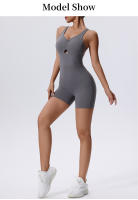 Traje completo para mujer, con monos de entrenamiento ajustados y pantalones cortos de correr sin mangas, secado rápido - details 2