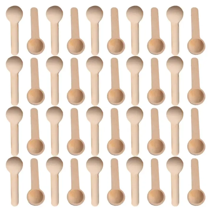 Cucharas de Madera Mini Nature para Cocina y Hogar 50/100/200Pcs Herramienta de Saludación de Alimentos con Polvo de Sal y Miel Productos para Sopa Hechos en China - 1