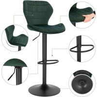 Silla de Comedor Giratoria de 360° Alto de Terciopelo con Resalto y Reposapiés Ajustable en Altura 60-82 cm Negro BH324sz-1 - details 12