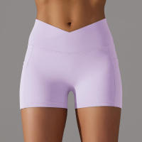 Hamidou-pantalones cortos de gimnasio cruzados para mujer, pantalones cortos de Yoga con bolsillos, mallas de entrenamiento para mujer, pantalones cortos de cintura alta, realce de glúteos - details 28