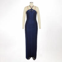 Vestido largo sin mangas con cuello Halter y borlas para mujer, vestido de fiesta adelgazante alto para banquete de boda de noche ajustado de verano - details 35