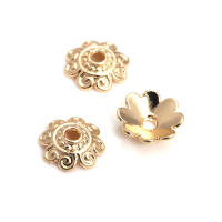 50 Uds. De cuentas redondas de latón de Color dorado de 18K, tapas de hojas de árbol y flores, suministros para hacer cuentas de joyería, accesorios Diy - details 11