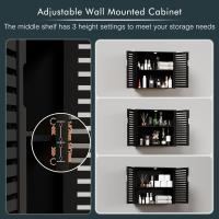 Armario de Baño de Pared con Puertas Muebles de Baño de Bambú Armario Colgante con Estante Ajustable Organizador de Almacenamiento de Ahorro de Espacio Sobre el Inodoro Blanco - details 14
