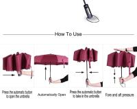 Paraguas plegable automático a prueba de viento para mujer, grande e impermeable con tono negro, 10K - details 1