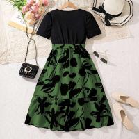Moda coreana de verano para niños, manga corta floral negra con cinturón, vestido cómodo y decente para fiesta o vacaciones - details 10
