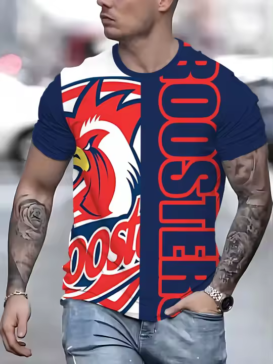 Camiseta vintage de poliéster con cuello redondo y estampado 3D de manga corta informal de verano para adultos - 1