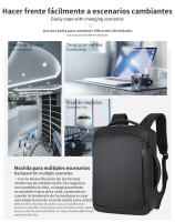 Mochila de viaje de gran capacidad para hombre, bolsa para ordenador portátil de negocios con carga USB, bolso personalizable para exteriores - details 11