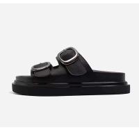 Sandalias planas de mujer de estilo superventas con suela gruesa y correa de doble hebilla, zapatillas suaves en primavera de talla grande - details 4