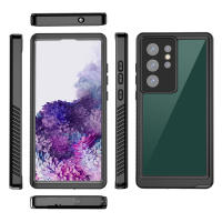 Funda impermeable de doble capa para Samsung Galaxy S23 Ultra S21 FE S20 FE 5G TPU + PC + PET, cubierta protectora transparente negra a prueba de polvo - details 8