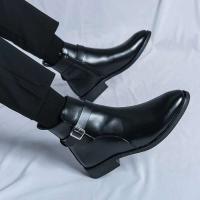 Botas puntiagudas de moda de negocios de cuero suave clásico para hombres, pantalones cortos casuales de estilo británico de caña alta - details 9