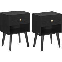 Juego de Mesa de Noche de Madera Mesa auxiliar con Cajón y Espacio de Almacenamiento Abierto - details 0
