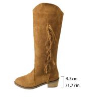 Botas largas con borlas para mujer, zapatos de tacón bajo, a la moda, otoño - details 1
