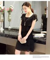 Novedad de verano, vestidos de gasa de retales para mujer, vestido Midi holgado Irregular de manga corta de Color sólido, ropa elegante de moda para mujer - details 6