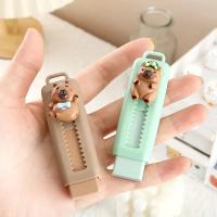 Lápiz de goma de borrar de dibujos animados Kawaii Capybara, 4 piezas, con forma de bolígrafo, papelería coreana, suministros escolares bonitos, regalo para niños - details 3