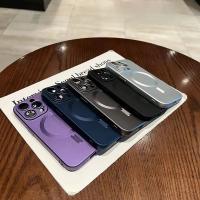 Funda de carga inalámbrica Magsafe mate de lujo magnética para iPhone 16e 15 14 13 11 12 Pro Max Plus cubierta suave de protección de lente de vidrio - details 5