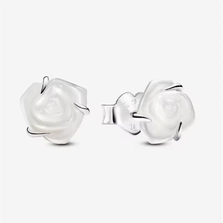 Pendientes S925 con forma de rosa blanca en flor, pendientes gloriosos, regalo elegante, regalo ideal para estudiantes, regalo de graduación, regalo para su esposa - 1