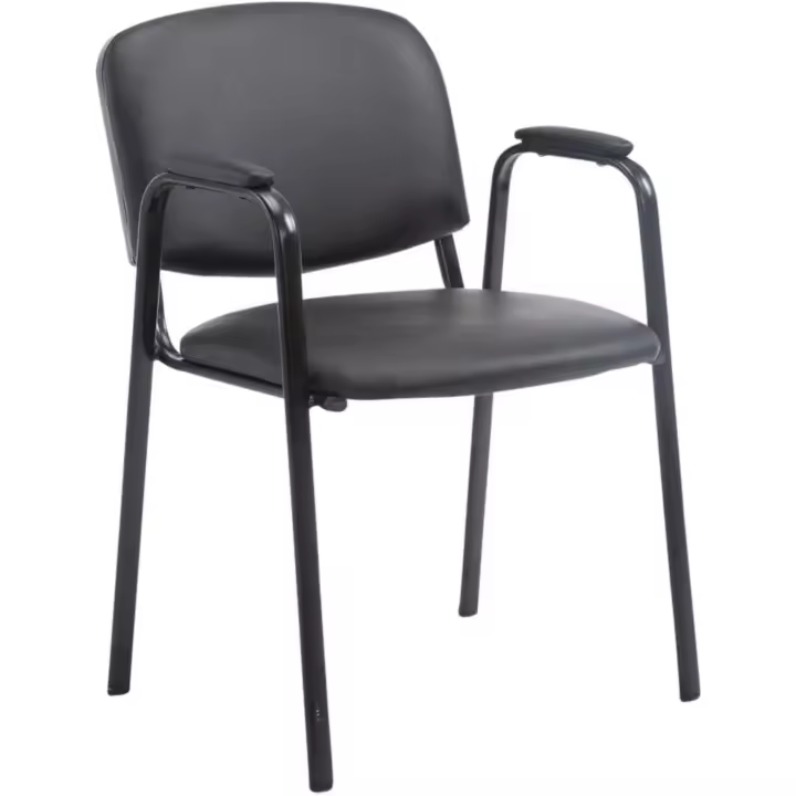 Silla Confidente Ken Pro En Cuero Sintético I Silla De Conferencia con Base De Metal Negro I Silla De Oficina Sin Ruedas I Color:, Color:Negro - 1