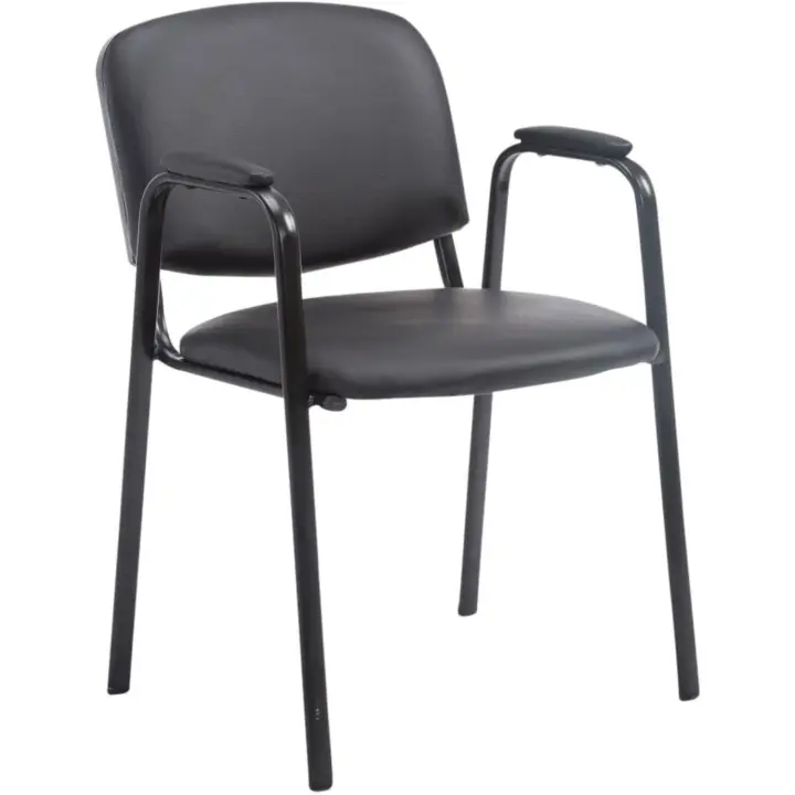 Silla Confidente Ken Pro En Cuero Sintético I Silla De Conferencia con Base De Metal Negro I Silla De Oficina Sin Ruedas I Color:, Color:Negro - 1