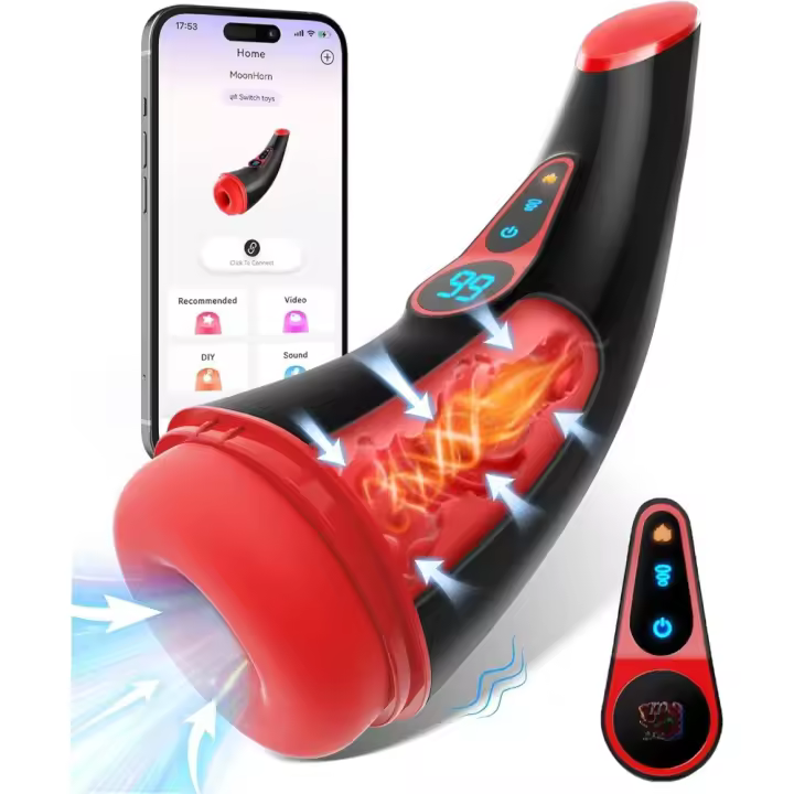 Realista Masculina Masturbador Juguete Sexual Vibrador con 9 Succión y Vibración - 1