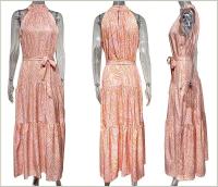Vestido de Tacón Halter con Estampado de Moda Primavera-Verano Vestido Largo sin Mangas para Mujeres Estilo de Commutación Chic - details 0