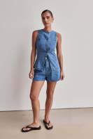 2025 primavera y verano nueva estación independiente de Amazon moda europea y americana cintura sin mangas cintura alta pantalones cortos sueltos conjunto de mezclilla - details 13