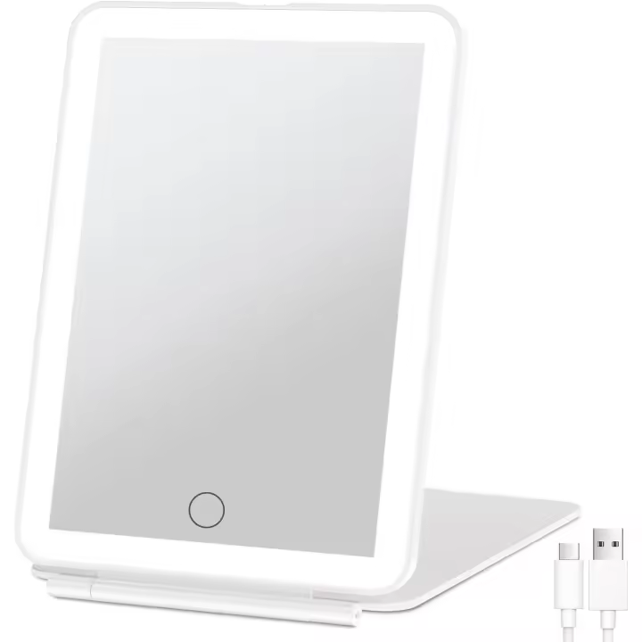Espejo Recargable USB Scttomon Luz Ajustable con 72 Luces, Iluminación de 3 Colores, Tocador Portátil para Viajes - 1
