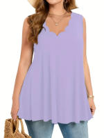 Camiseta sin mangas de color sólido, camiseta informal sin mangas para verano, ropa de mujer para uso diario - details 4