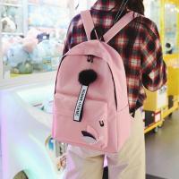 Mochila de gran capacidad con hojas impresas, mochila de lona de Color sólido con hojas impresas, mochila portátil con cremallera de estilo universitario - details 16