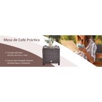 Conjunto de Muebles de Jardín, 3 Piezas de Ratán para Exterior, 2 Sillones con Cojines y 1 Mesa