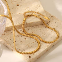 Encanto Collar de cadena de hueso de acero inoxidable 316L para mujeres y hombres, gargantilla de cadena de serpiente de Color dorado de Metal de Hip Hop, joyería, regalos de aniversario - details 0