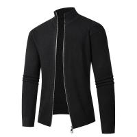 Suéter de cuello alto con cremallera para hombre, cárdigan de moda multifuncional retro informal ajustado de color sólido para invierno - details 10