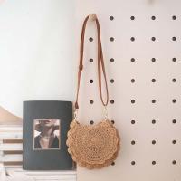 Bolso tejido con hilo de algodón con borde de flores, bolso cruzado de paja Retro ahuecado, bolso tejido de estilo étnico con perlas transpirables para uso diario - details 23