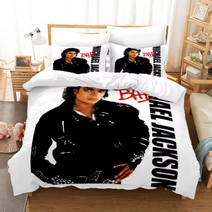 Juego de Ropa de Cama de Michael Jackson Tamaño Cama Doble, Plena, Rey - 1