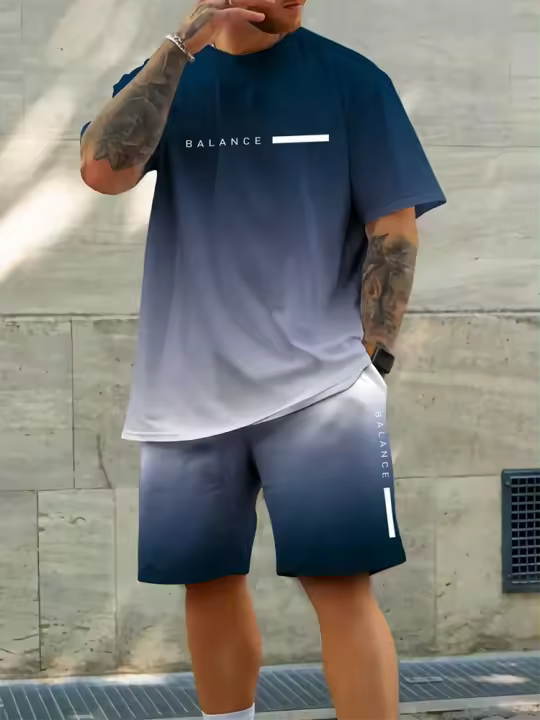 Conjunto casual de verano para hombre Camiseta de manga corta de moda urbana - 1