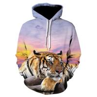 Sudadera con capucha informal para hombres y niños, con impresión digital 3D de tigre arcoíris, nueva - details 0