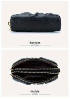 Bolso de Mano de Cuero Genuino de Doble Capa Cartera con Cremallera y Correa Desmontable - details 9