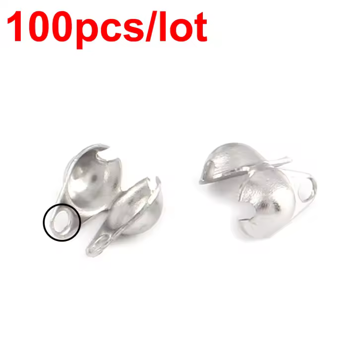 100pcs/lote Cadena de bolas acero inoxidable Calotte cuentas de extremo de Crimp para collar de cadenas de collar de pulsera cierre de conexión para el proveedor de fabricación de joyas de bricolaje - 1