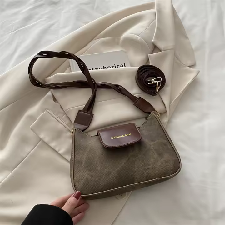 Bolso Cruzado Pequeño de Hombro Diagonal 2025 Versión Coreana Retro de Color Contrastante - 1