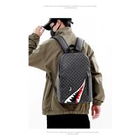 Mochila Simple con personalidad a la moda con boca de tiburón para hombre, mochila escolar a cuadros para estudiantes de secundaria, mochila para ordenador - details 2