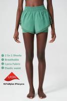 Conjunto deportivo de dos piezas para mujer, ropa deportiva corta de Color liso, transpirable, secado rápido, traje para correr - details 5