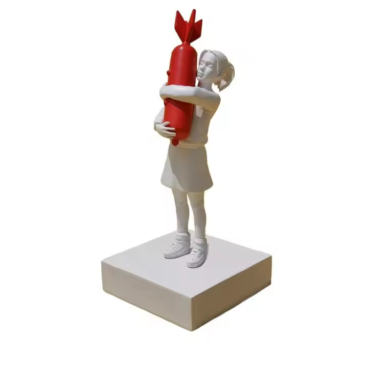 Estatua de Bomb Peace Girl de Banksy Escultura de Arte de Calle Figuras Modernas de Resina Decoración Creativa para el Hogar Regalos de Noveldad Empaque Simple - 1