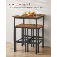 Mesa de Comedor con Taburetes Cocina Pequeña Estilo Rústico Marrón y Negro - details 1